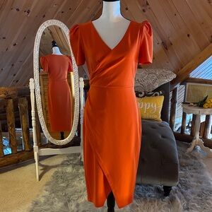 Express Vibrant Orange Midi Dress